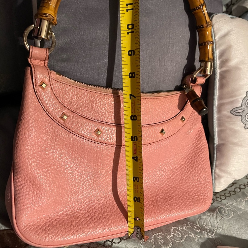 Authentic Pink Leather Gucci ANITA Handbag with Bamboo handle and bamboo zipper - Picture 9 of 17